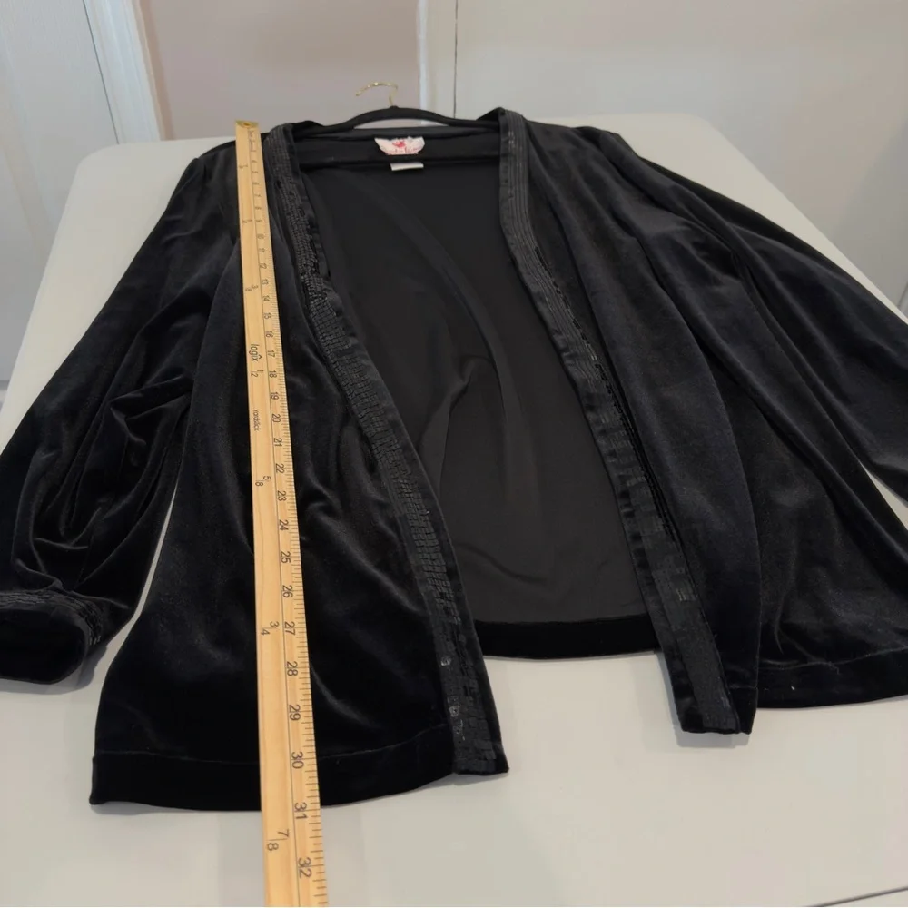 Quacker Factory Velvet Velour 2 Piece Cardigan And Tank Set Black Women Size 1X